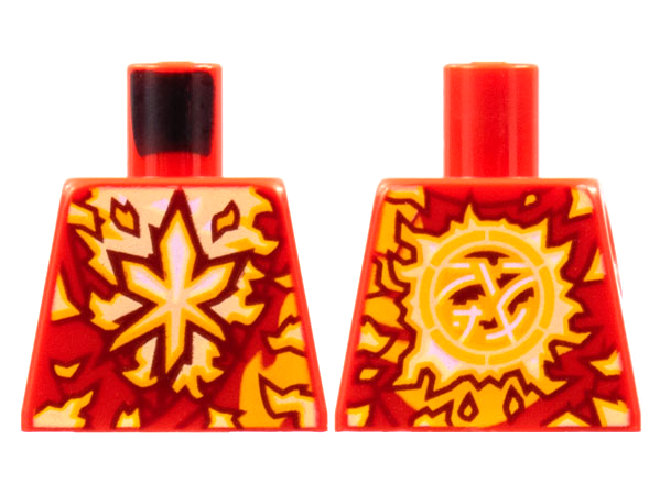 Torso Tunic, White and Bright Light Orange Energy, Ninjago Logogram Letter K Pattern