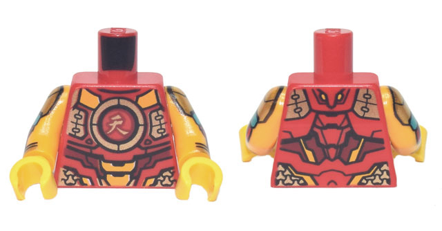 Torso Armor Dark Red and Gold Plates, Chinese Logogram '天' (Sky) Pattern / Bright Light Orange Arms with Armor Pattern / Yellow Hands