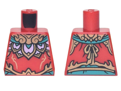 Torso Robe with Gold and Dark Turquoise Collar, Lavender Pointed Scales, Knot on Back Pattern