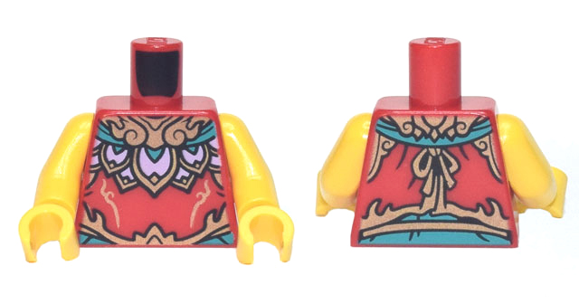 Torso Robe with Gold and Dark Turquoise Collar, Lavender Pointed Scales, Knot on Back Pattern / Yellow Arms / Yellow Hands