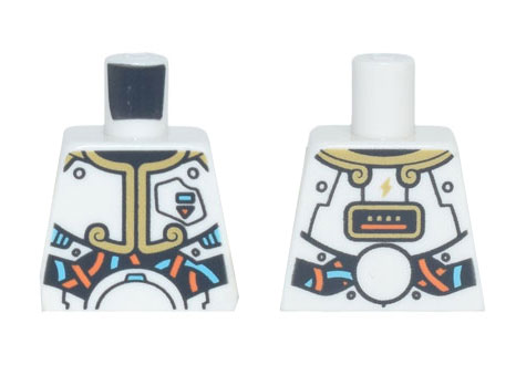 Torso Spacesuit with Gold Trim, Medium Azure and Orange Wires Pattern