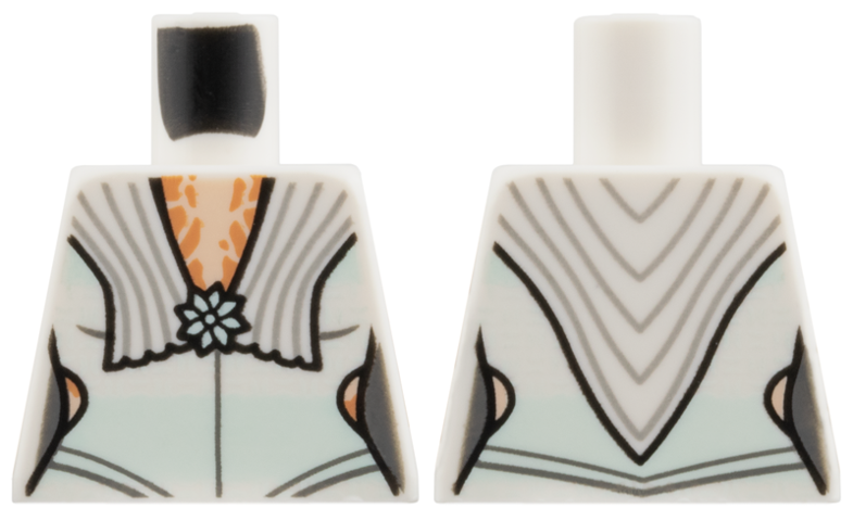 Torso SW Light Aqua Jumpsuit over Light Nougat Blouse, Collar and Brooch Pattern