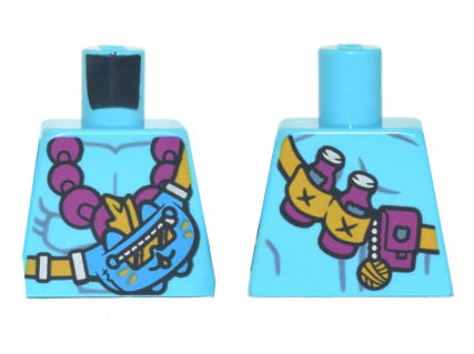 Torso Bare Chest, Magenta Beaded Necklace, Strap with Mo the Cat Pouch, Bottles, and Yarn Bauble Pattern