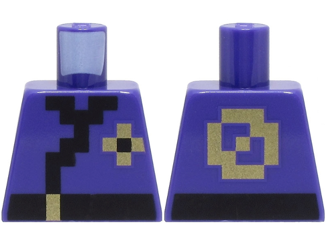 Torso Pixelated Ninja Tunic with Black Hems and Sash, Gold Buckle and Symbols Pattern