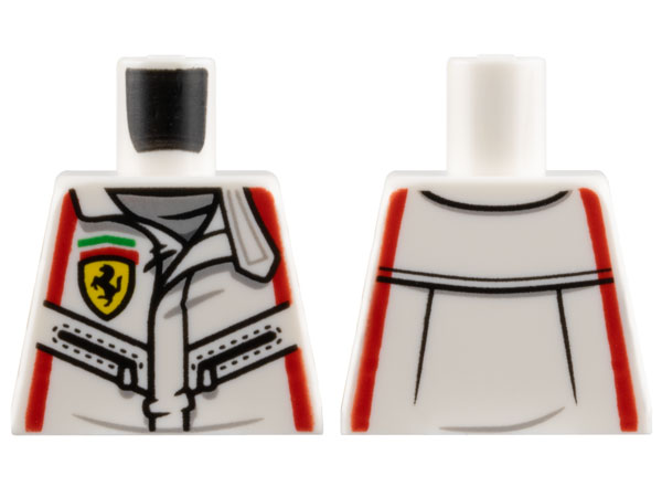 Torso Racing Suit with Ferrari Logo, Black Zippers, Red Stripes Pattern