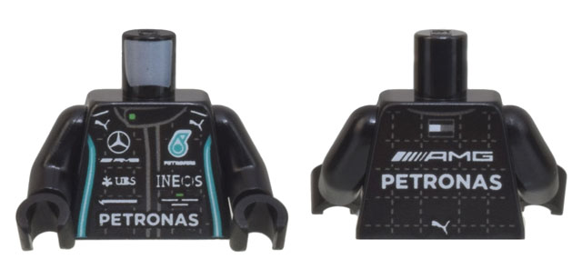 Torso Racing Suit with Mercedes-Benz Logo, 'AMG' Logo, 'PETRONAS' Pattern / Black Arms / Black Hands