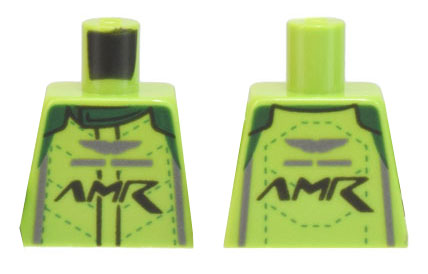 Torso Racing Suit with 'AMR' Aston Martin Logo, Dark Green Collar Pattern