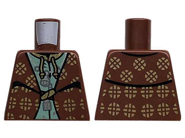 Torso Harry Potter Robe, Reddish Brown over Sand Green Shirt, Gold Circles Pattern