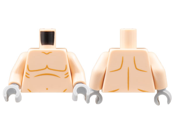 Torso Bare Chest, Dark Orange Muscles and Stomach Outline Pattern / Light Nougat Arms / Light Bluish Gray Hands
