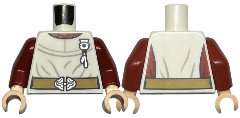 Torso Harry Potter Nurse's Dress, Light Bluish Gray Wrinkles, Dark Tan Belt, Silver Buckle and Watch Pattern / Dark Red Arms / Light Nougat Hands