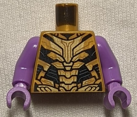 Torso Armor, Gold Plates, Black Trim Pattern (Thanos) / Medium Lavender Arms / Medium Lavender Hands