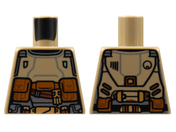 Torso Armor, Reddish Brown and Dark Bluish Gray Trim, Dark Orange Pouches Pattern