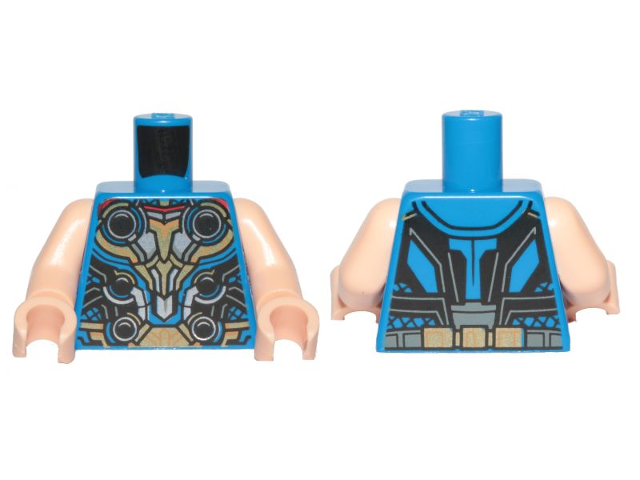 Torso Armor with Black Panels and 6 Circles, Red, Gold and Silver Trim Pattern / Light Nougat Arms / Light Nougat Hands