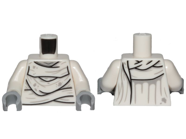 Torso Alien Wrappings and Light Bluish Gray Stains Pattern / White Arms / Light Bluish Gray Hands