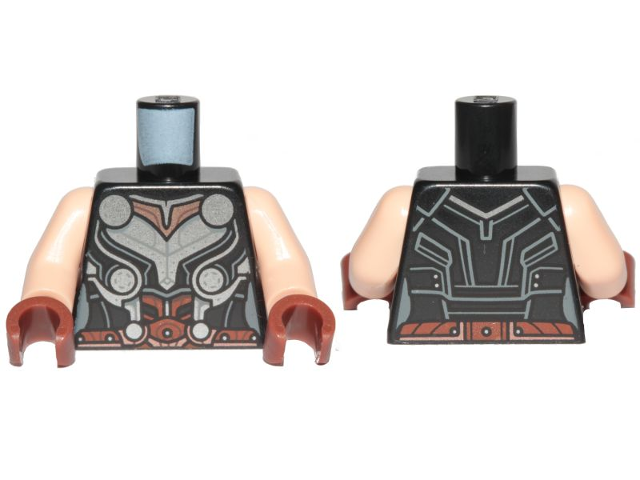 Torso Female Armor with Silver Circles Pattern (Mighty Thor) / Light Nougat Arms / Reddish Brown Hands