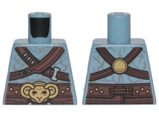 Torso Alien Bare Chest with Dark Brown Diagonal Belts and Gold Ram Pattern