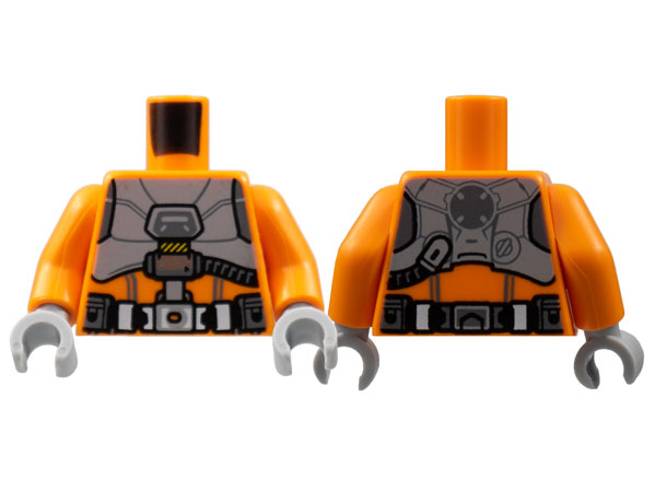 Torso XL-15 Flight Yoke, Light Bluish Gray Breastplate, Dark Bluish Gray Hose and Pouches Pattern / Orange Arms / Light Bluish Gray Hands