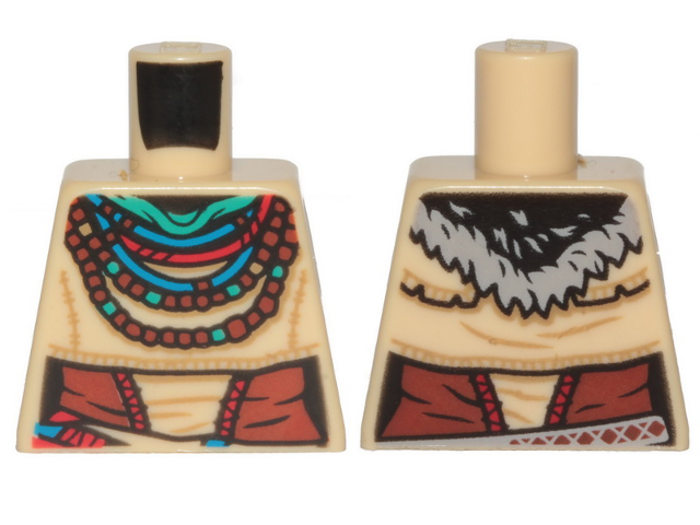 Torso Female Robe, Dark Turquoise Scarf, Red, Blue and Reddish Brown Necklaces, Low Skirt Flap Pattern