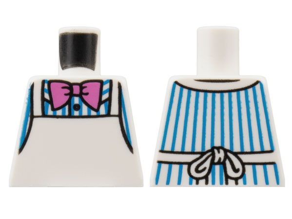 Torso Shirt with Blue Pinstripes, Dark Pink Bow Tie, White Apron Pattern