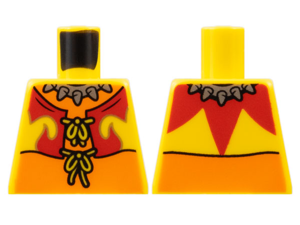 Torso Yellow Vest, Red Fire, Silver Spiked Collar Pattern