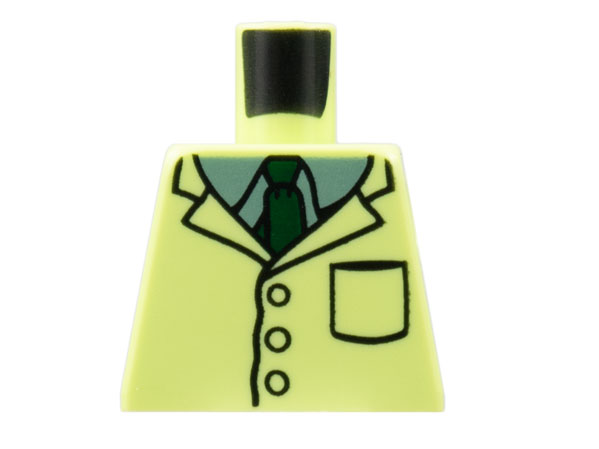 Torso Lab Coat, Sand Green Collar, Dark Green Tie Pattern
