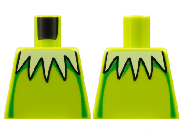 Torso Yellowish Green Collar with 5 Sharp Scallops, Green Stripes Down Sides Pattern