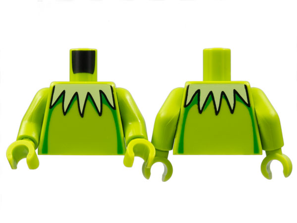 Torso Yellowish Green Collar with 5 Sharp Scallops, Green Stripes Down Sides Pattern / Lime Arms / Lime Hands