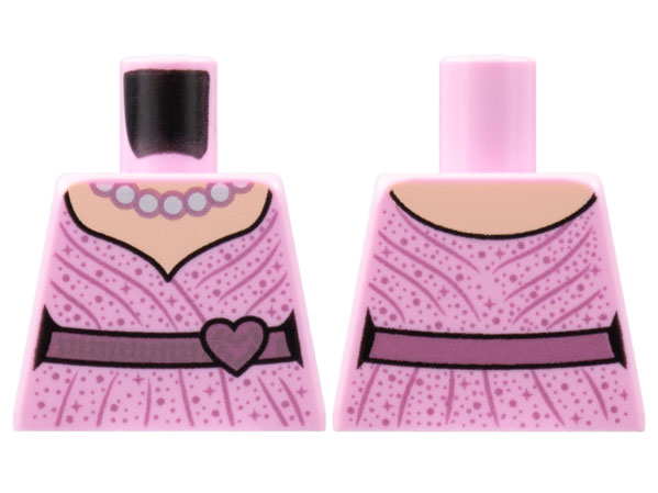 Torso Dress, Metallic Pink Heart Belt and Trim, Pearls Pattern