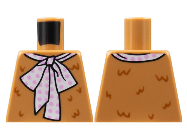 Torso Reddish Brown Fur, Large White Tie, Bright Pink Polka Dots Pattern