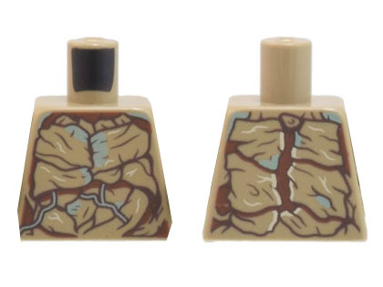 Torso Dark Tan and Reddish Brown Tree Bark Plates, Sand Green Moss and Vines Pattern