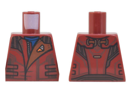 Torso Jacket with Zipper, Straps, Reddish Brown Panel with Pin Pattern