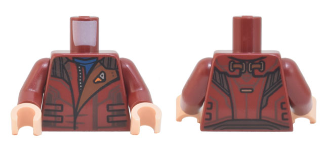 Torso Jacket with Zipper, Straps, Reddish Brown Panel with Pin Pattern / Dark Red Arms / Light Nougat Hands