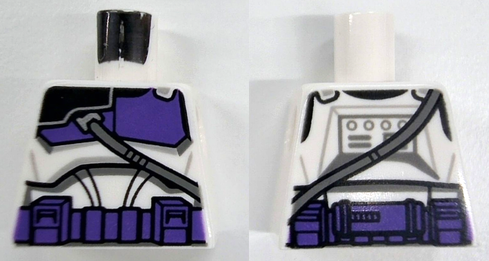 Torso SW Armor Clone Trooper with Dark Purple 187th Legion Markings Detailed Pattern (Clone Wars)