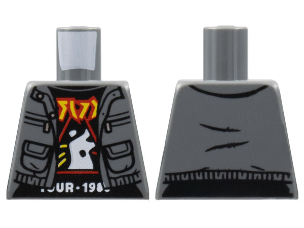 Torso Jacket, Black Band Tour Shirt, Red and Yellow Lettering, White Logo and 'TOUR 198' Pattern