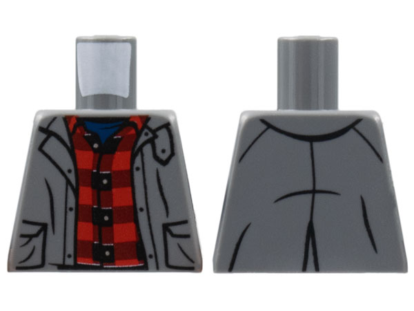 Torso Jacket, Red and Dark Red Flannel Shirt Pattern