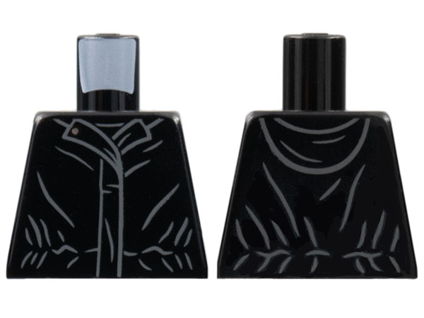 Torso Female Jacket with Hood, Silver Snap, Dark Bluish Gray Collar, Hem, Pocket, and Gather Lines Pattern