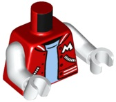 Torso Open Jacket with White Letter M and Pockets over Bright Light Blue Shirt Pattern / White Arms / White Hands