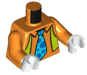 Torso Shirt, Lime Open Vest and Medium Azure Tie with Blue Polka Dots Pattern / Orange Arms / White Hands