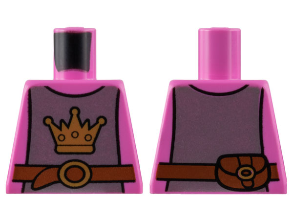 Torso Armor Silver Breastplate with Gold Crown, Reddish Brown Belt with Buckle Pattern