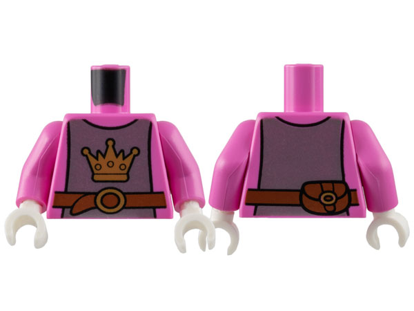 Torso Armor Silver Breastplate with Gold Crown, Reddish Brown Belt with Buckle Pattern / Dark Pink Arms / White Hands