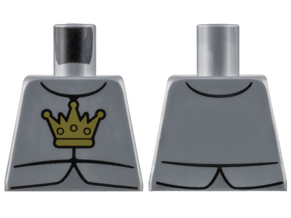 Torso Knight Armor Silver Breastplate with Gold Crown Pattern