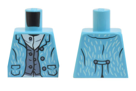 Torso Jacket with Creases, Wrinkles, Buttons, and 2 Pockets, Sand Blue Vest Pattern