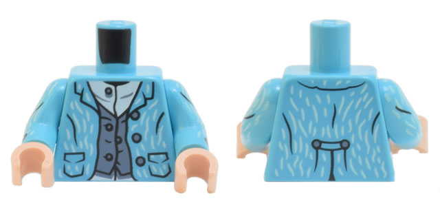 Torso Jacket with Creases, Wrinkles, Buttons, and 2 Pockets, Sand Blue Vest Pattern / Medium Azure Arms with Creases and Wrinkles Pattern / Light Nougat Hands