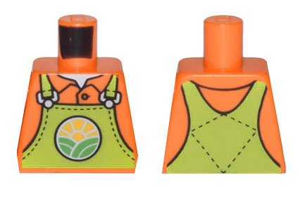 Torso Lime Overalls with Bright Green Hills and Yellow Sun over Shirt with Collar Pattern