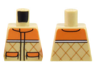 Torso Orange Quilted Vest with 2 Pockets and White Stripe Pattern