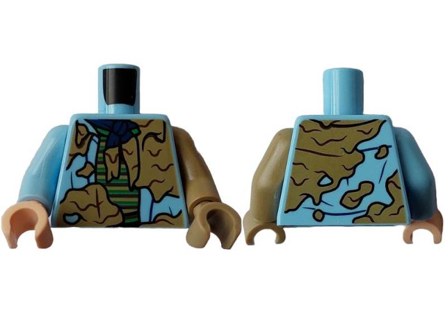 Torso Open Shirt, Striped Undershirt, Dark Blue Bandana, Dark Tan Dirt Stains Pattern / Dark Tan Arm Left / Bright Light Blue Arm Right / Dark Tan Hand Left / Light Nougat Hand Right