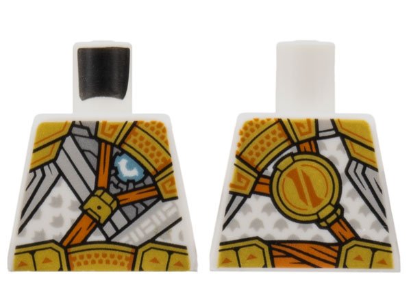 Torso Tunic with Light Bluish Gray Trim, Gold Shoulder Pads and Belt, Dark Orange Strap Pattern