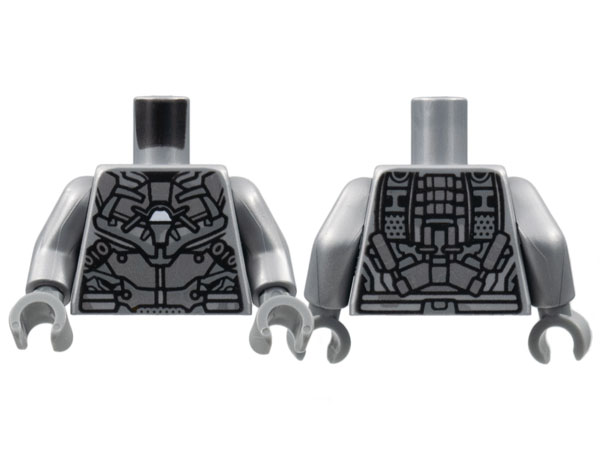 Torso Armor, Silver Plates, Dark Bluish Gray Trim, White Trapezoid Pattern / Flat Silver Arms / Dark Bluish Gray Hands