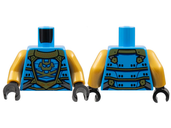 Torso Armor, Gold Panel Lines and Samurai Logo Pattern / Pearl Gold Arms / Black Hands