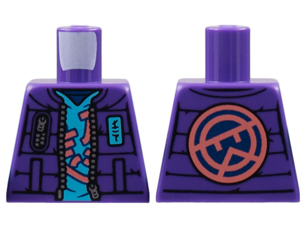 Torso Jacket with Medium Azure Name Badge Ninjago Logogram 'LN', Coral Stylized Wu on Back Pattern